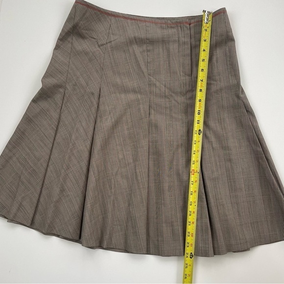 Gunex Tan Brown 100% Wool Pleated A-Line Skirt Size 10 - Picture 7 of 8